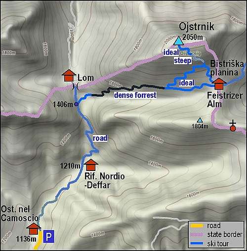 Ojstrnik ski tour - towards the SW
