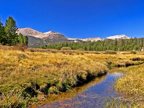 Cirque Peak and Mt. Langley from a stream in Horseshoe Meadows