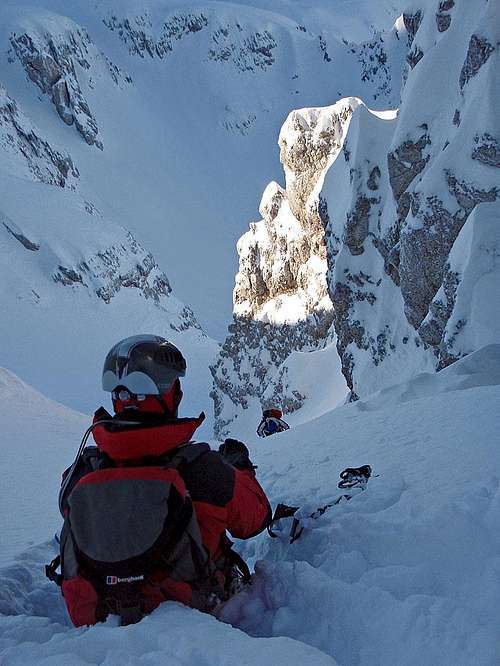 At the top of the couloir
