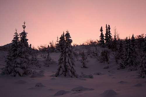 Sunset on the trail from Murowaniec to Boczan