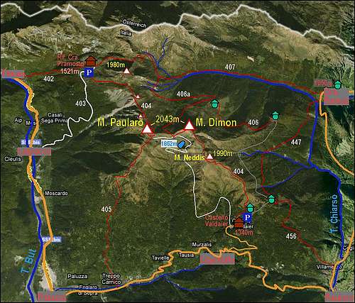 Monte Paularo and Monte Dimon map