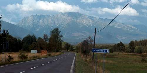 The road to Podbanské at Pribylina, looking to the Krivan range