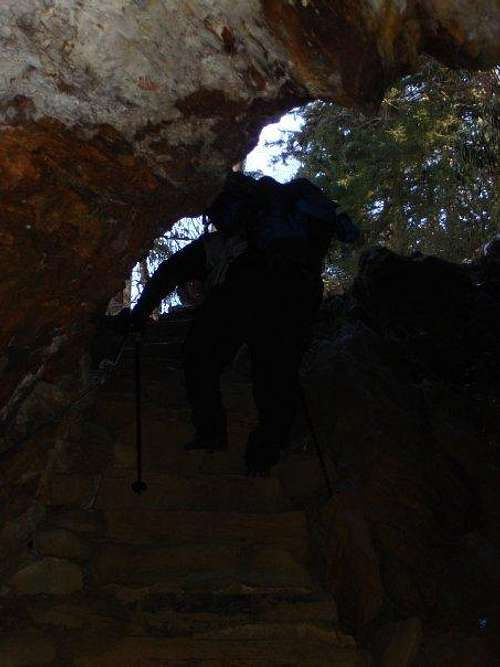 Going Through Arch Rock @ Base of LeConte