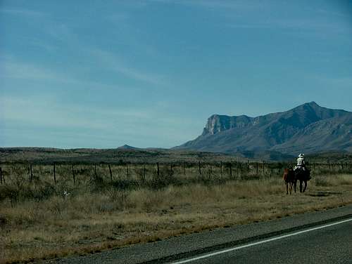 Cowboy and a mule on my way to Guadalupe Peak.