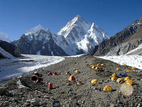 view of k2 from broad peak base camp