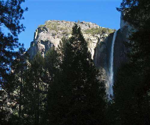 Bridal Veil Fall and westernmost Cathedral Rock