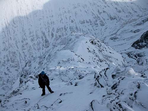 Towards the top of Ledge route on Ben Nevis