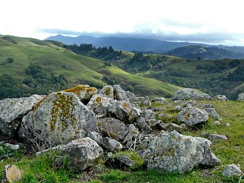 Serpentine rocks and Mt. Tamalpais