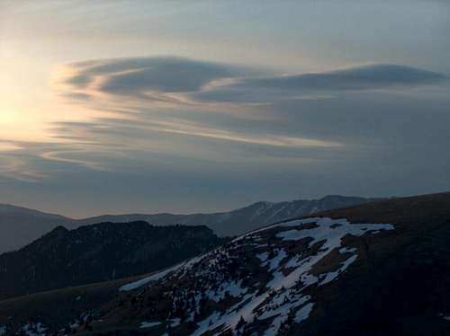Sunrise from the top of Borišov, looking West to some lenticular clouds