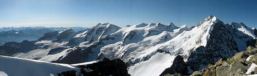 Piz Palü and Piz Bernina from the summit of Piz Morteratsch