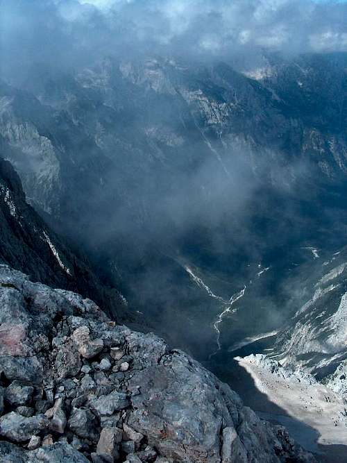From the Triglav ridge, looking down into the north valley