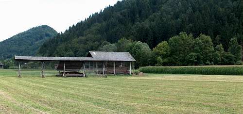 Hay-dryer. One of Slovenia's landmarks in mountainous areas.