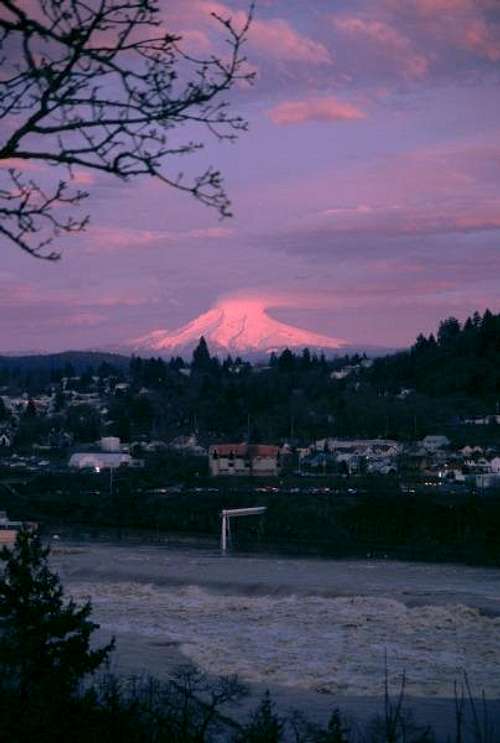  Mt. Hood glows at the end of...