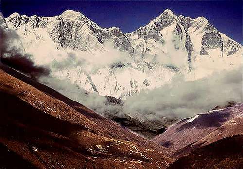Everest, Nupste and Lhotse as...