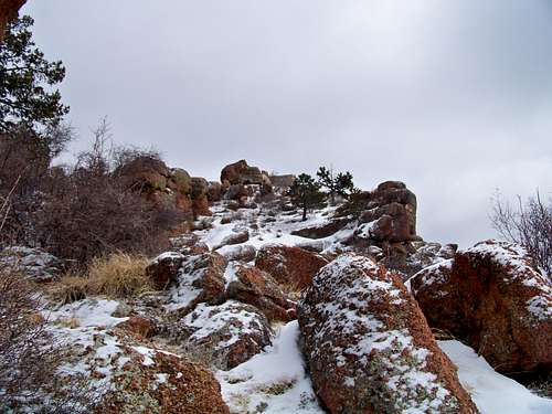 UN 9620: Snow on an outcrop
