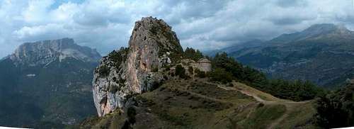 Tella and its four ermitages, overlooking the Gargantas de Escuaín, Spannish Pirenees.