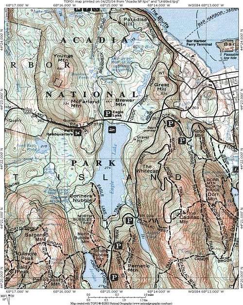 Map of Cadillac Mountain
