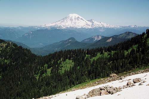 Looking over to Mt. Rainier from Lily Basin Trail
