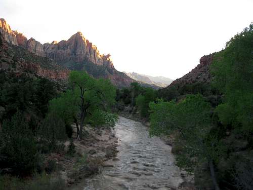 The Watchman and Virgin River before sunset
