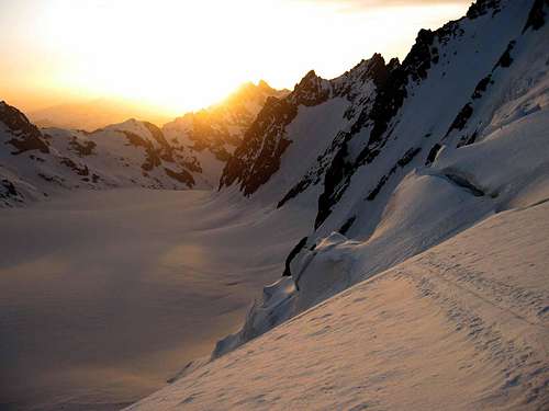 Dawn on the Glacier Blanc.