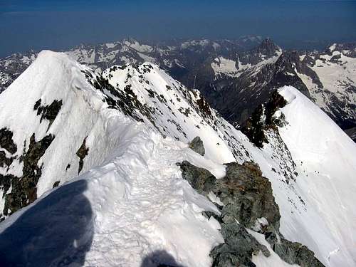 The west ridge seen from the summit.