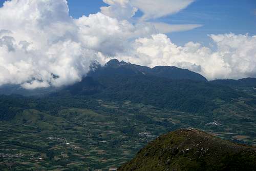View to Gunung Sibayak from Gunung Sinabung's summit