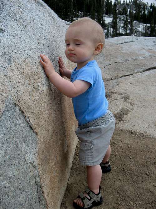 Checking out the rock