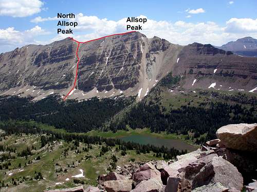 Route up Allsop Peaks