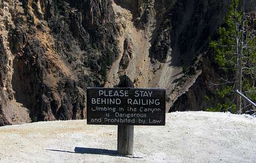 Grand Canyon of the Yellowstone - Danger Sign