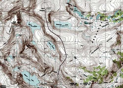 Topographical map showing one...