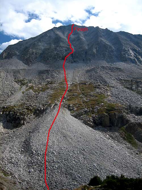 Our route on the west face