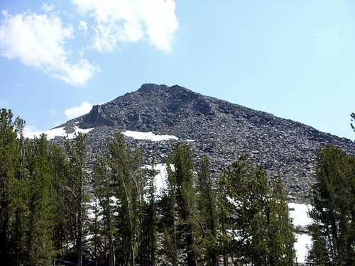 Looking up at the summit block