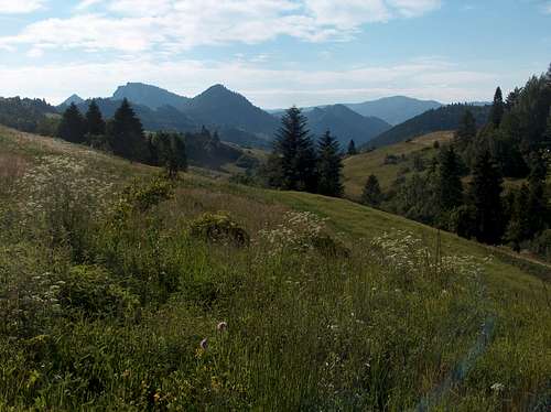 The valley of Lesnica, Trzy Korony in the distance