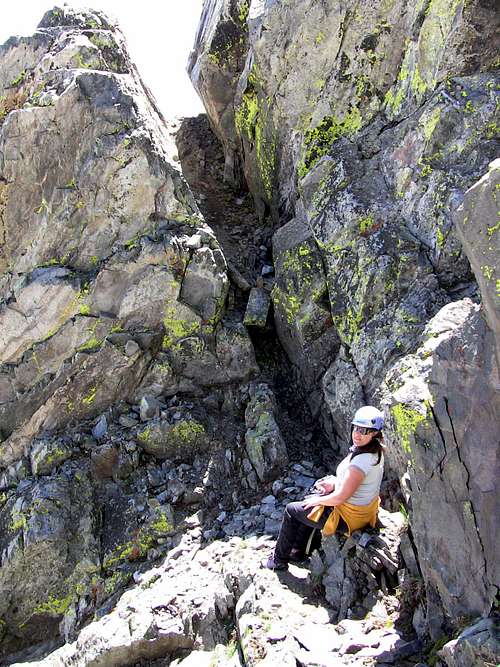 Rock Route ledge meets the lower chute