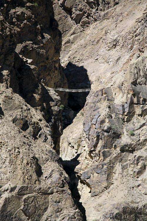 Hanging Bridge along Indus River Gorge near Skardu