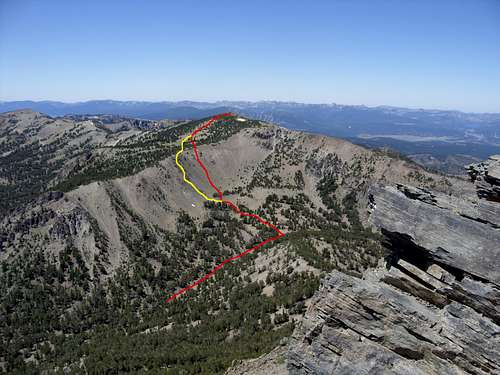 East ridge routes up Mount Houghton 