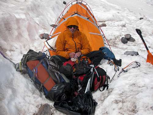 Trying to Keep Warm at Camp Schurman