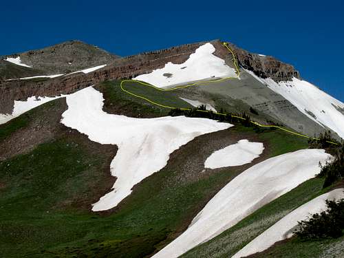 Route up NE Ridge of Hoback Peak