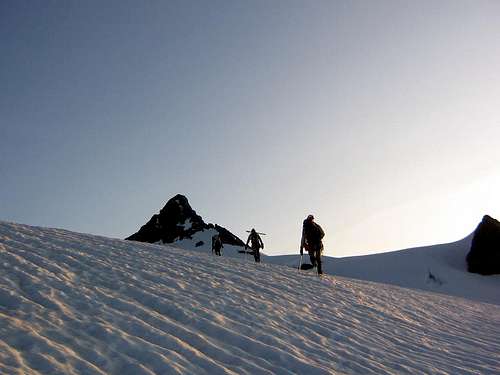 Climbers in front of Mt. Shuksan