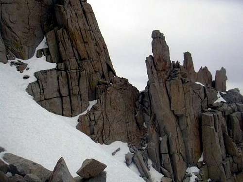 Traversing Buttresses on the Corcoran Traverse