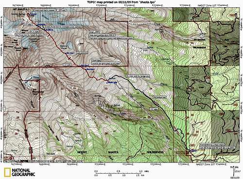 Mount Shasta Clear Creek Route Map