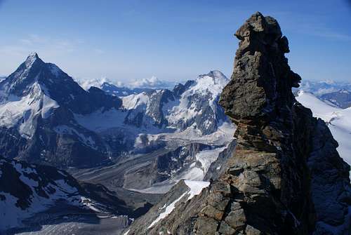 View to Matterhorn and Dent D'Herens from the south ridge