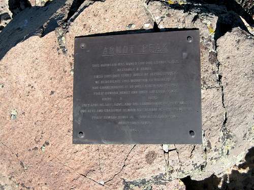 Arnot summit plaque