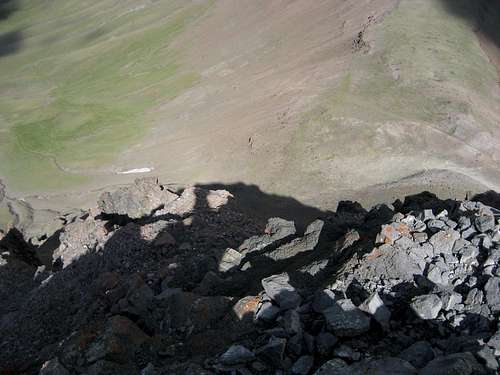 Looking down the east face