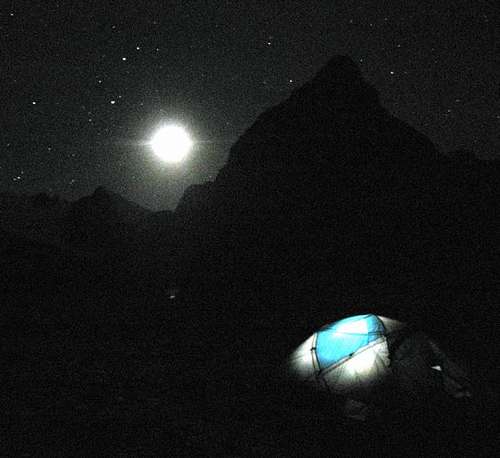 Moonlit Condoriri Base Camp, Bolivia