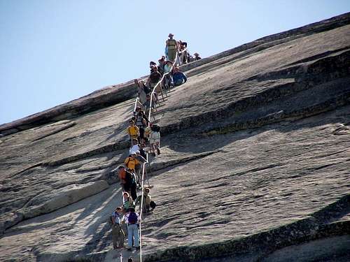 Half Dome climbing outside of the bahn