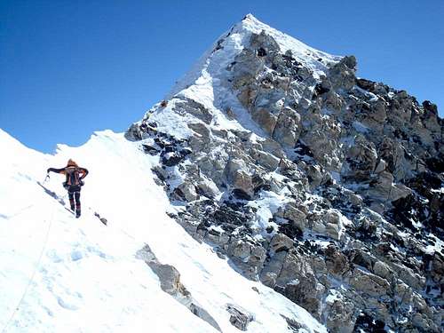 Makalu; corniced ridge from false summit to main