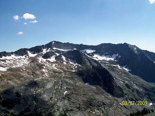 Looking south from high up on Black Rock Pass. Empire Mountain is the peak below and right of the cloud.