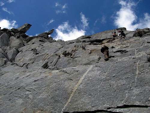 Descending on the rocks at Steinerne Maennln