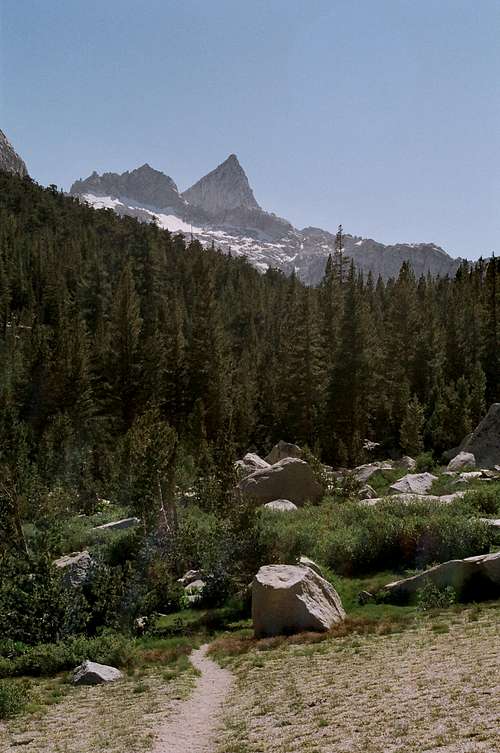 Sawtooth Peak through sunshine from Lost Canyon